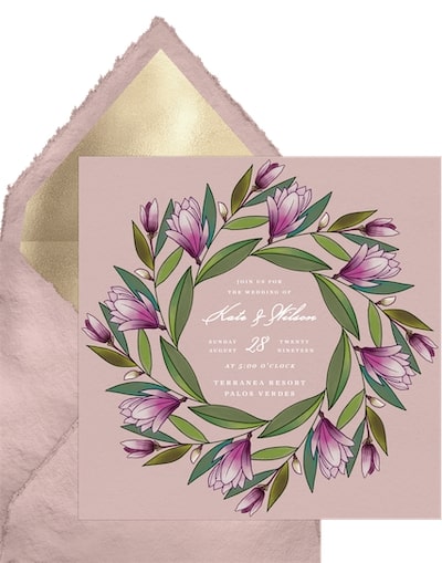 Lily Magnolia Wreath Invitation