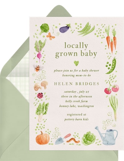 Locally grown baby shower invites: Locally Grown Invitation