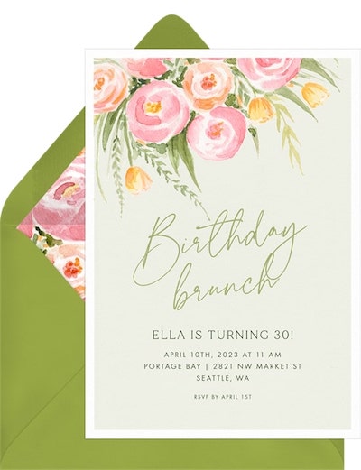 23rd birthday ideas: Lovely Rose Bouquet Invitation
