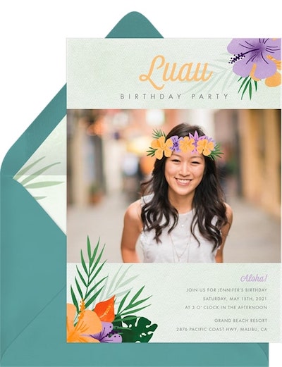 22nd birthday ideas: Luau Crown Invitation