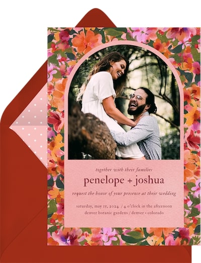 Floral wedding invitations: Lush Floral Arch Invitation