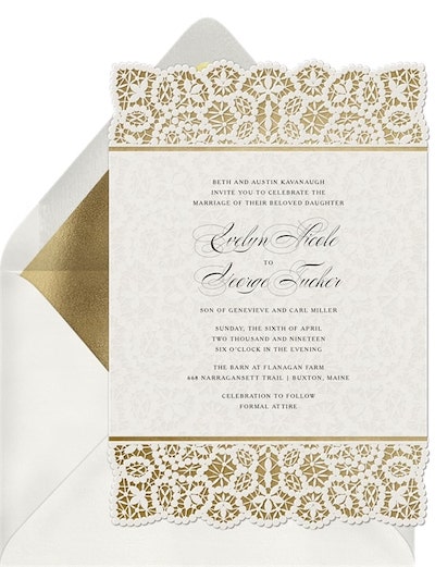 Wedding invitations with RSVP cards: Luxurious Lace Invitation