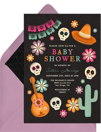 Fall themed baby shower: Marigolds & Sugar Skulls Invitation