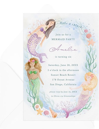 Mermaid birthday invitations: Mermaid Beauties Invitation