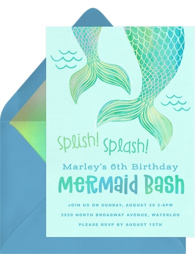 10 year old birthday party ideas: Mermaid Tails Invitation