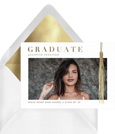 Graduation party checklist: Metallic Tassel Invitation