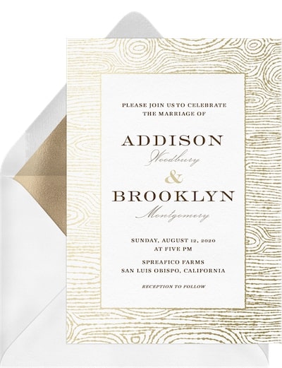 Metallic Woodgrain Invitation