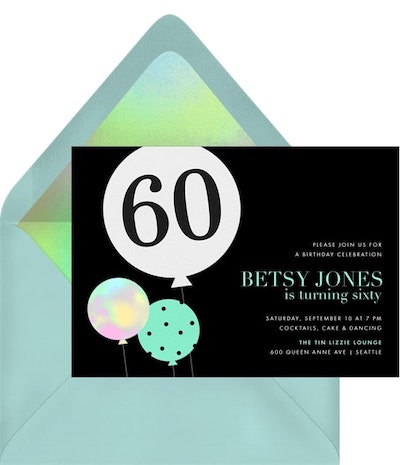 60th birthday invitations: Milestone Balloon Invitation