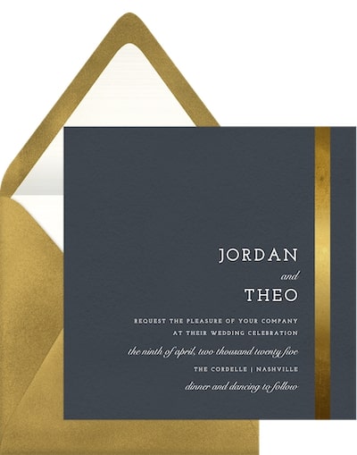 Affordable wedding invitations: Minimalist Gold Band Invitation