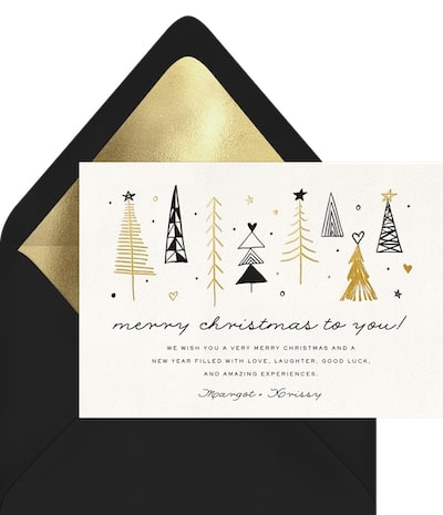 Christmas card greetings: Minimalist Trees Card