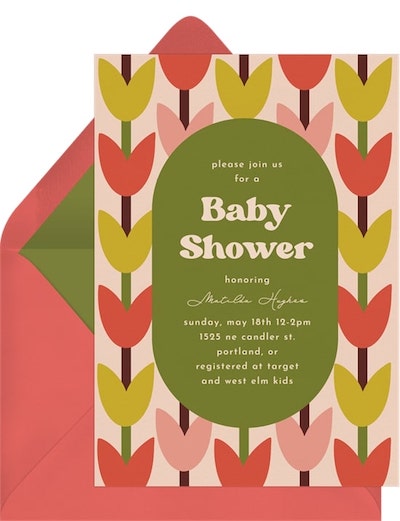 Places to have a baby shower: Mod Tulips Invitation