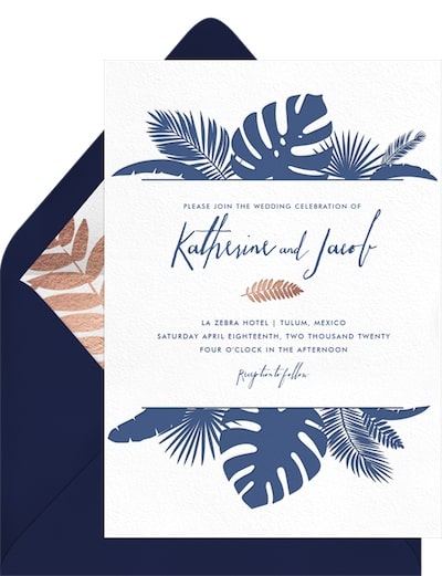 Formal wedding invitations: Modern Beach Botanicals Invitation