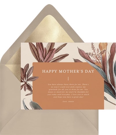 Mothers Day ecard: Modern Palm Lily Card
