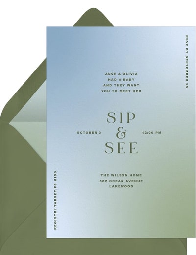 Sip and see party: Modern Sip See Invitation