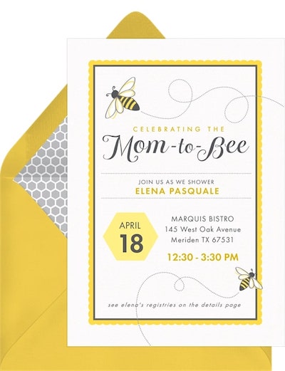 Summer baby shower themes: Mom To Bee Invitation