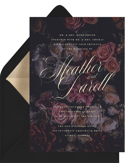 Gothic wedding: Moody Florals Invitation