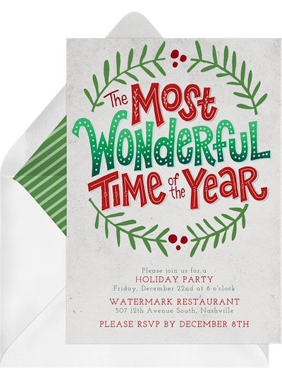 Virtual holiday party ideas for work: Most Wonderful Time Invitation