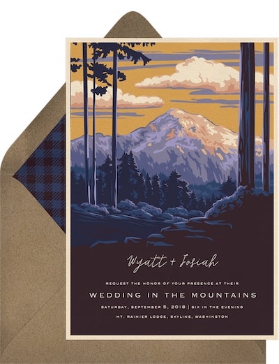 Outdoor wedding ideas: Mount Rainier Invitation