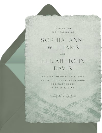 Eco wedding: Mountain Range Invitation