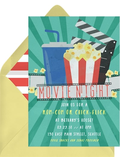 Winter party ideas: Movie Party Invitation