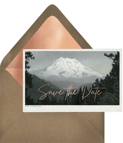 Destination wedding save the date: Mt. Rainier Save the Date