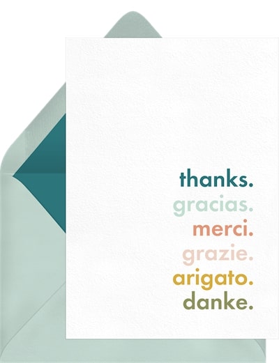 Multilingual Thanks Card
