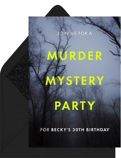 Costume party ideas: Murder Mystery Invitation