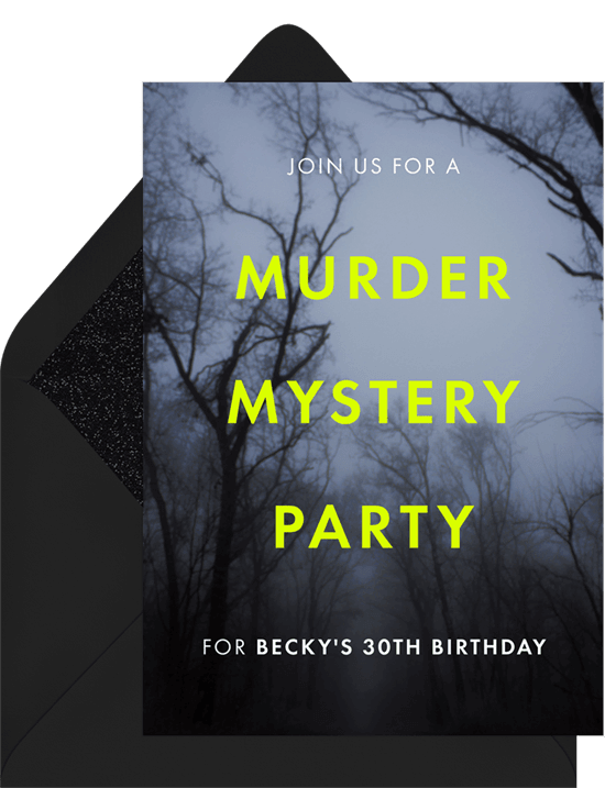 Murder mystery dinner party invitation