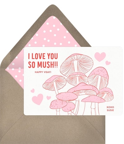 Valentine messages for friends: Mushy Love Card