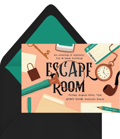 30th birthday ideas: Mystery Escape Room Invitation