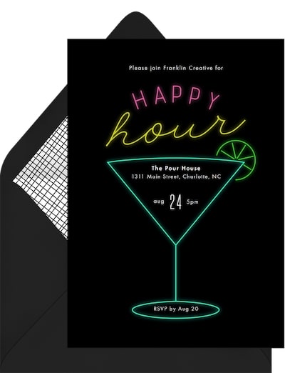 Glow in the dark party ideas: Neon Cocktail Invitation