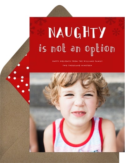 Merry Christmas wishes for friends: Not Naughty Card