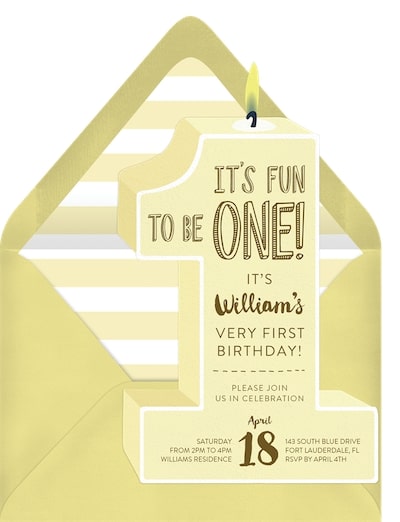 Number One Candle Invitation