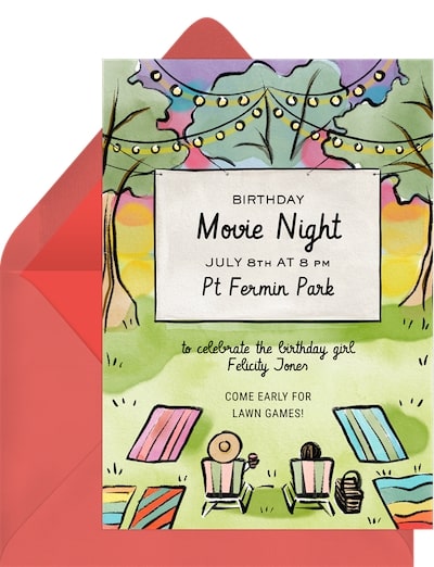 Girls night ideas: Outdoor Movie Invitation