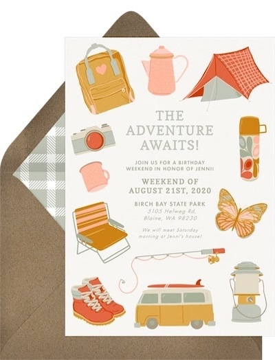 30th birthday ideas: Outdoors Adventure Invitation