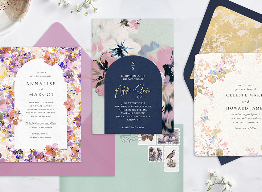 Three beautiful floral digital invitations from the Plum Pretty Sugar collection
