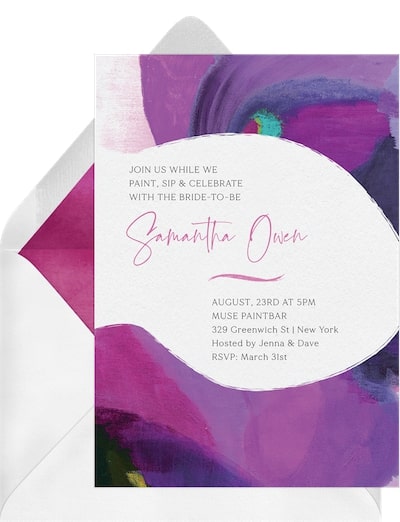 Bachelorette ideas: Paint Night Invitation