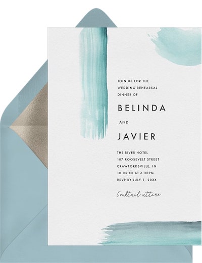 Who goes to the rehearsal dinner: Paint Stroke Accents Invitation