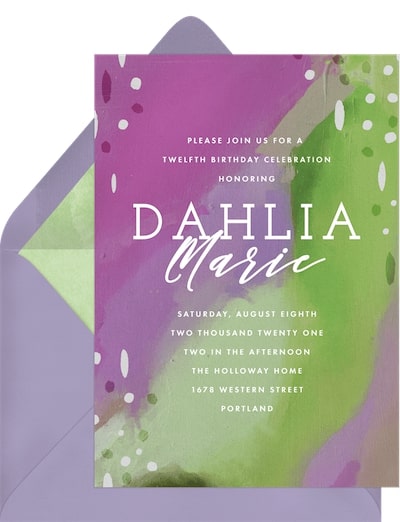 7 year old birthday party ideas: Painterly Pattern Invitation