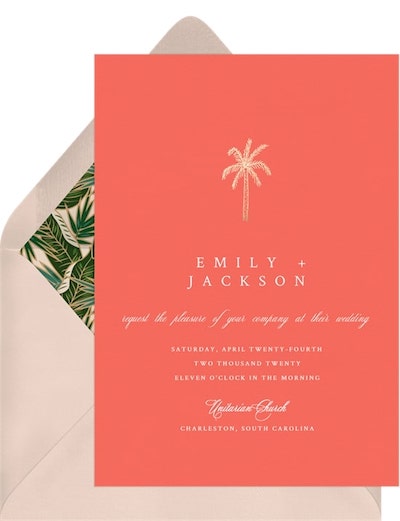 Beach wedding ideas: Palm Tree Invitation