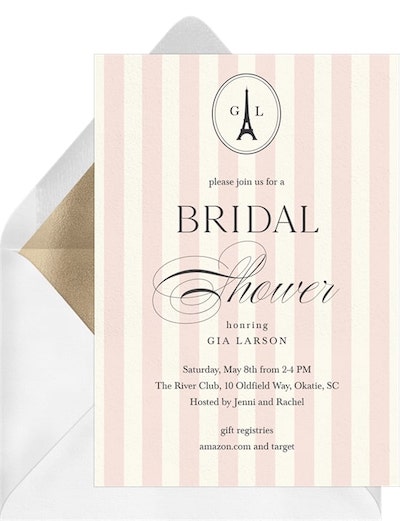 When to have a bridal shower: Paris Cafe Invitation