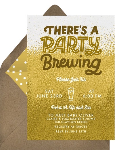 When to have a baby shower: Party Brewing Invitation