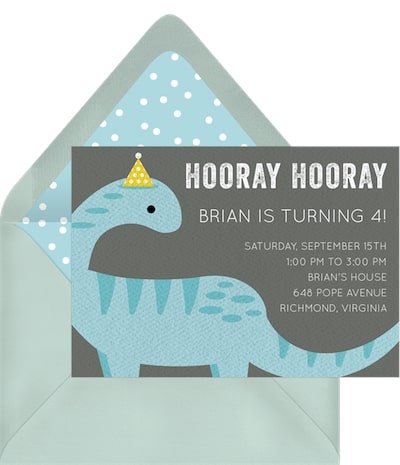 4th birthday party ideas: Party Dino Invitation