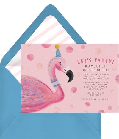 Flamingo birthday: Party Flamingo Invitation