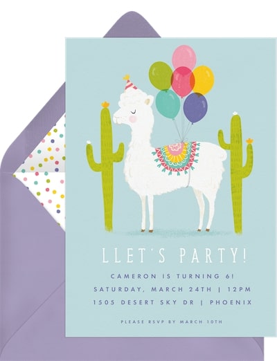 Party Llama Invitation