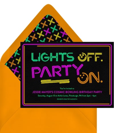 Glow in the dark party ideas: Party On Invitation