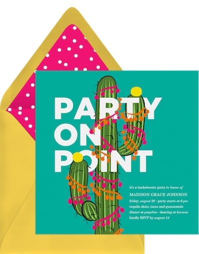 Bachelorette party games: Party On Point Invitation