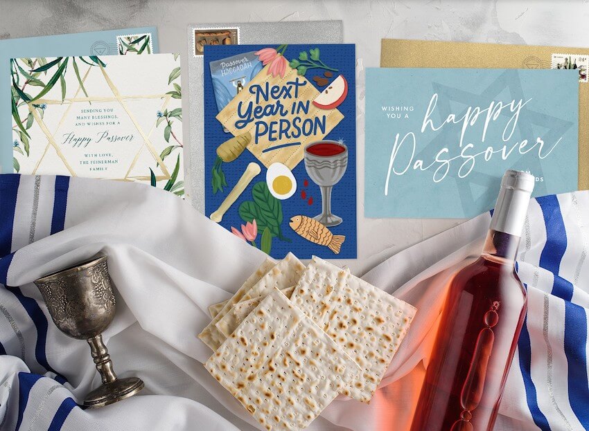 Passover cards with wine