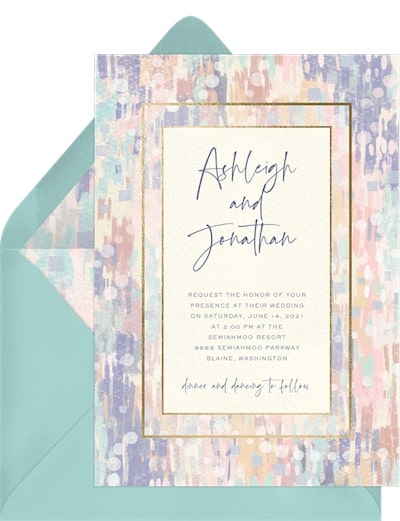 How to choose wedding colors: Pastel Brushstrokes Invitation