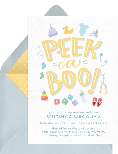 Sip and see invitations: Peek-a-boo Invitation